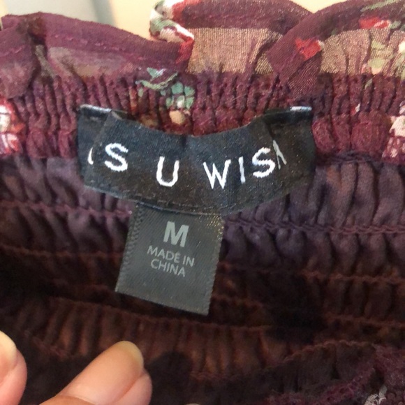 As U Wish Floral Long Sleeve Dress - Burgundy - Picture 7 of 8